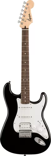 Guitarra elétrica Squier by Fender Bullet. Stratocaster HT HSS de choupo black brilhante com diapasão de louro indiano
