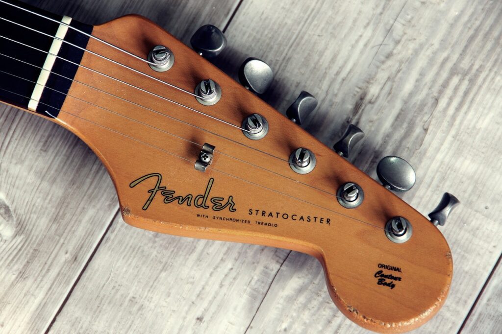 Imagem de guitarra stratocaster escrito fender